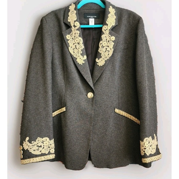 Jones New York Jackets & Blazers - Jones New York‎ Blazer Women's 16W Brown Tweed Custom Jacket Old Money Heritage